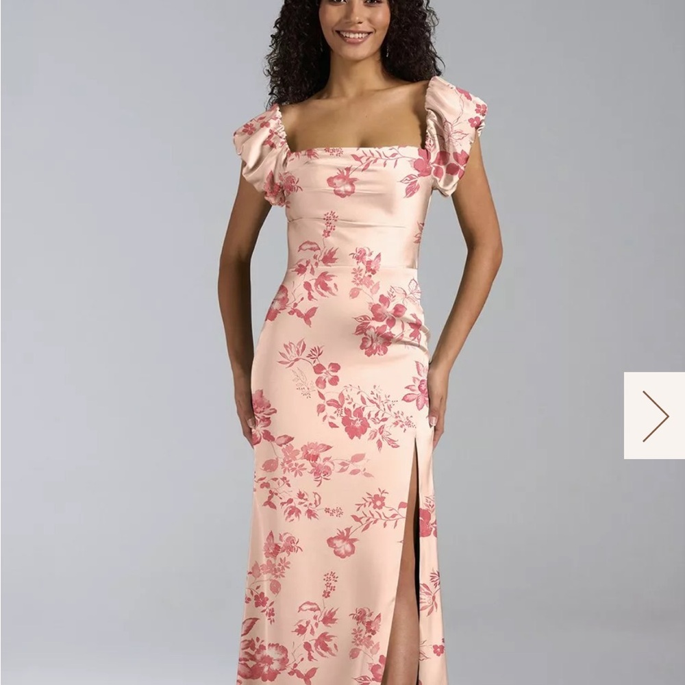 Azazie Blush Floral Midi Dress